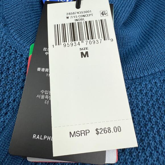 RLX Ralph Lauren Wool-Blended 1/2 Zip Mock Indigo Blue Womens M Golf Sweater NWT - Picture 9 of 15